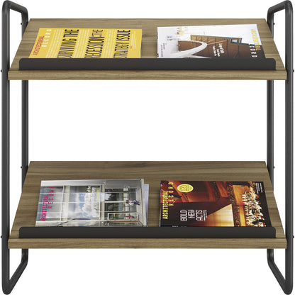 Brochure display stand model F, wood, HxWxD 720 x 720 x 370 mm, 2 compartments.