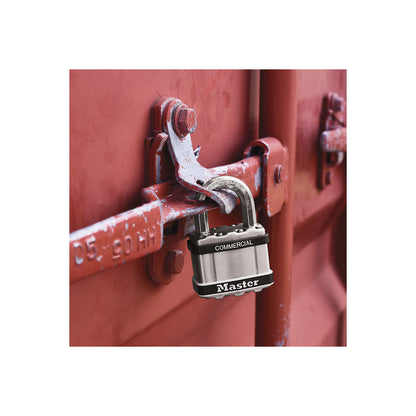Padlock with cylinder lock, stainless steel housing, pack of 6, width 44 mm.