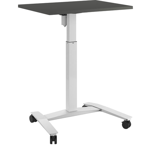 Atlanta 1-column desk with rollers, WxD 800 x 600 mm, white, dark grey.