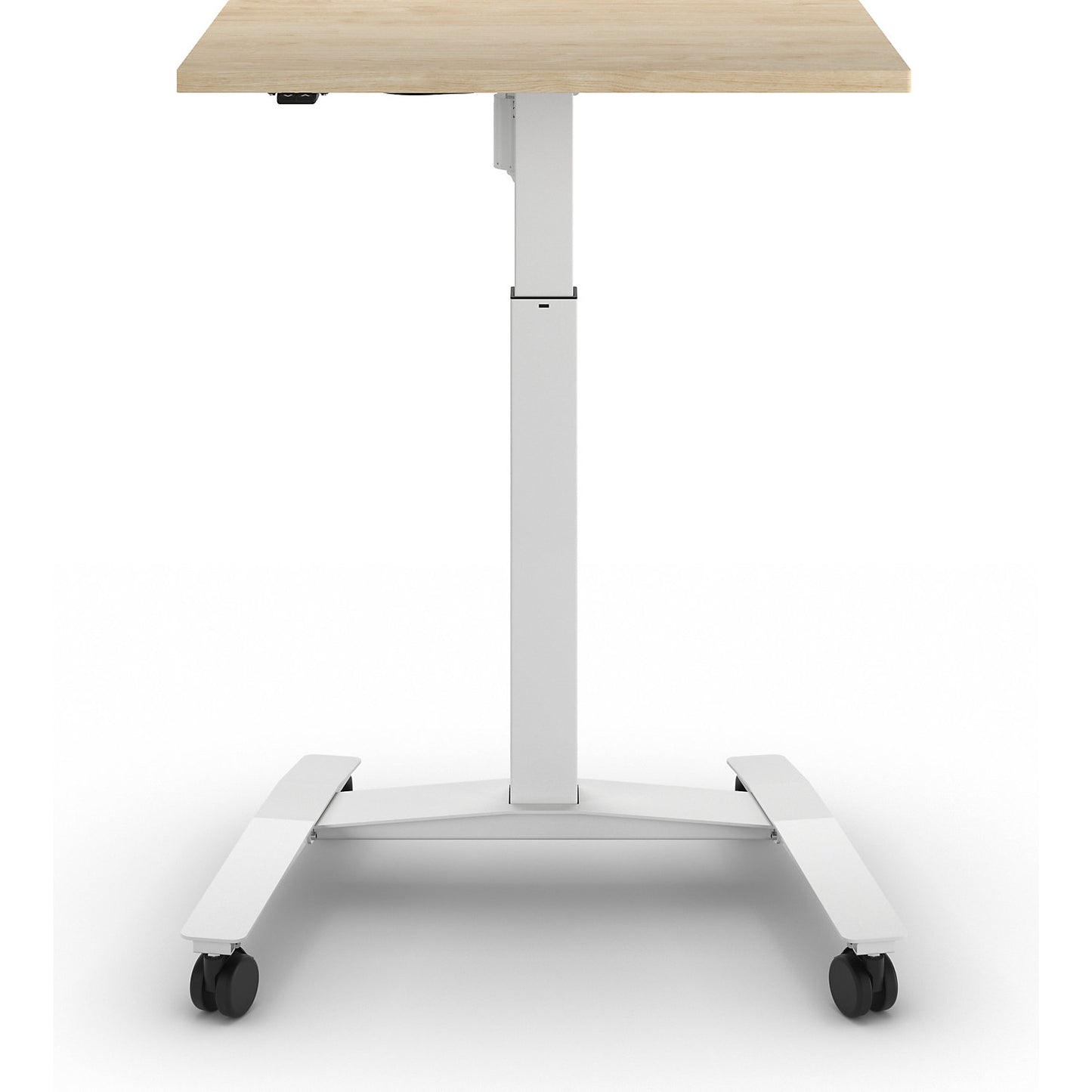 Atlanta 1-column desk with rollers, WxD 800 x 600 mm, white, oak.
