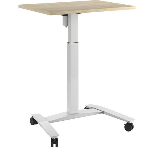 Atlanta 1-column desk with rollers, WxD 800 x 600 mm, white, oak.