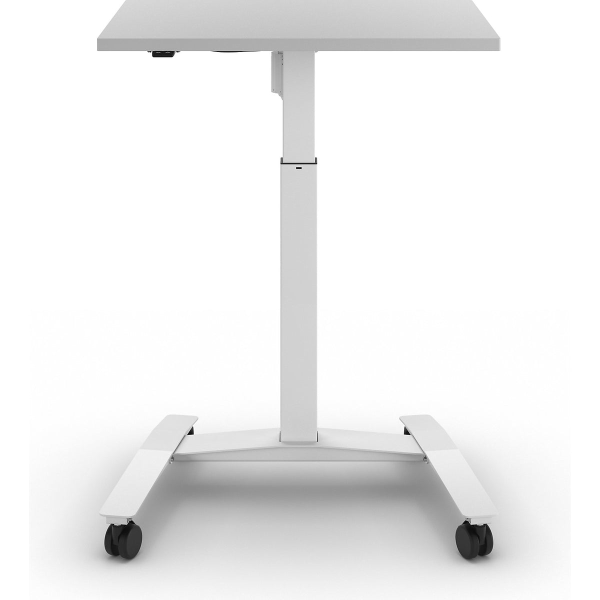 Atlanta 1-column desk with rollers, WxD 800 x 600 mm, white, light grey.