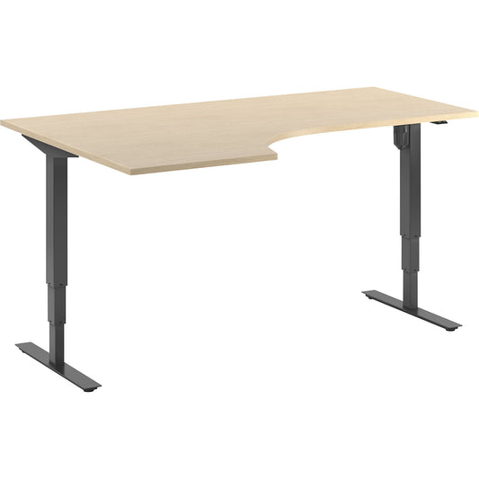 Atlanta desk, electrically height adjustable, corner, WxD 1800 x 1200 mm, birch/black, left.