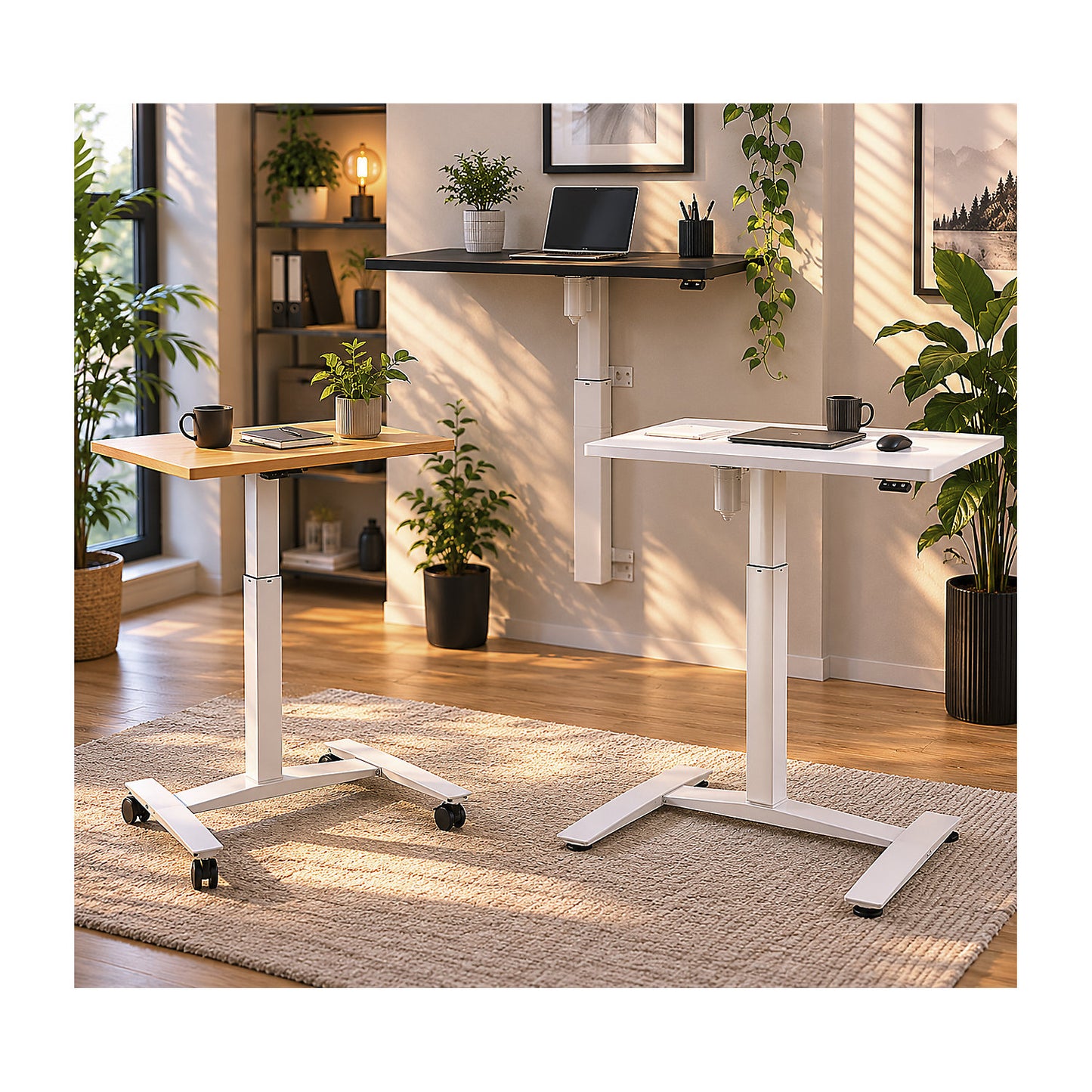 Atlanta 1-column desk with rollers, WxD 800 x 600 mm, white, white.