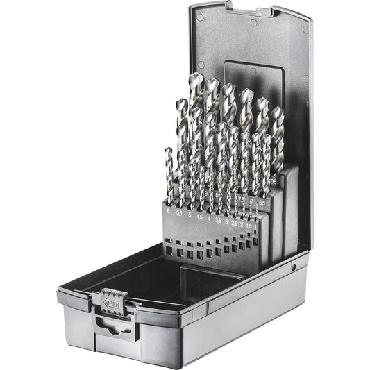 Twist drill set, DIN 338 HSSE-Co5 Type VA - OXIDE - PREMIUM, 25 pieces.