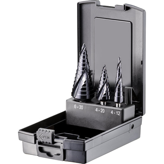 Step drill set, HSS-g TiALN with step tip - spiral - PREMIUM, .