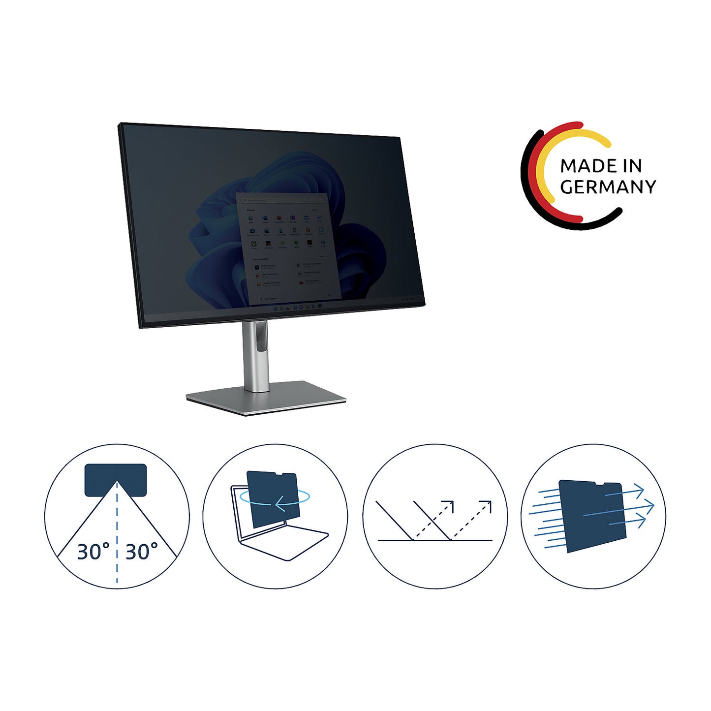 Privacy filter, black, WxH 474 x 296 mm, 22 inches.