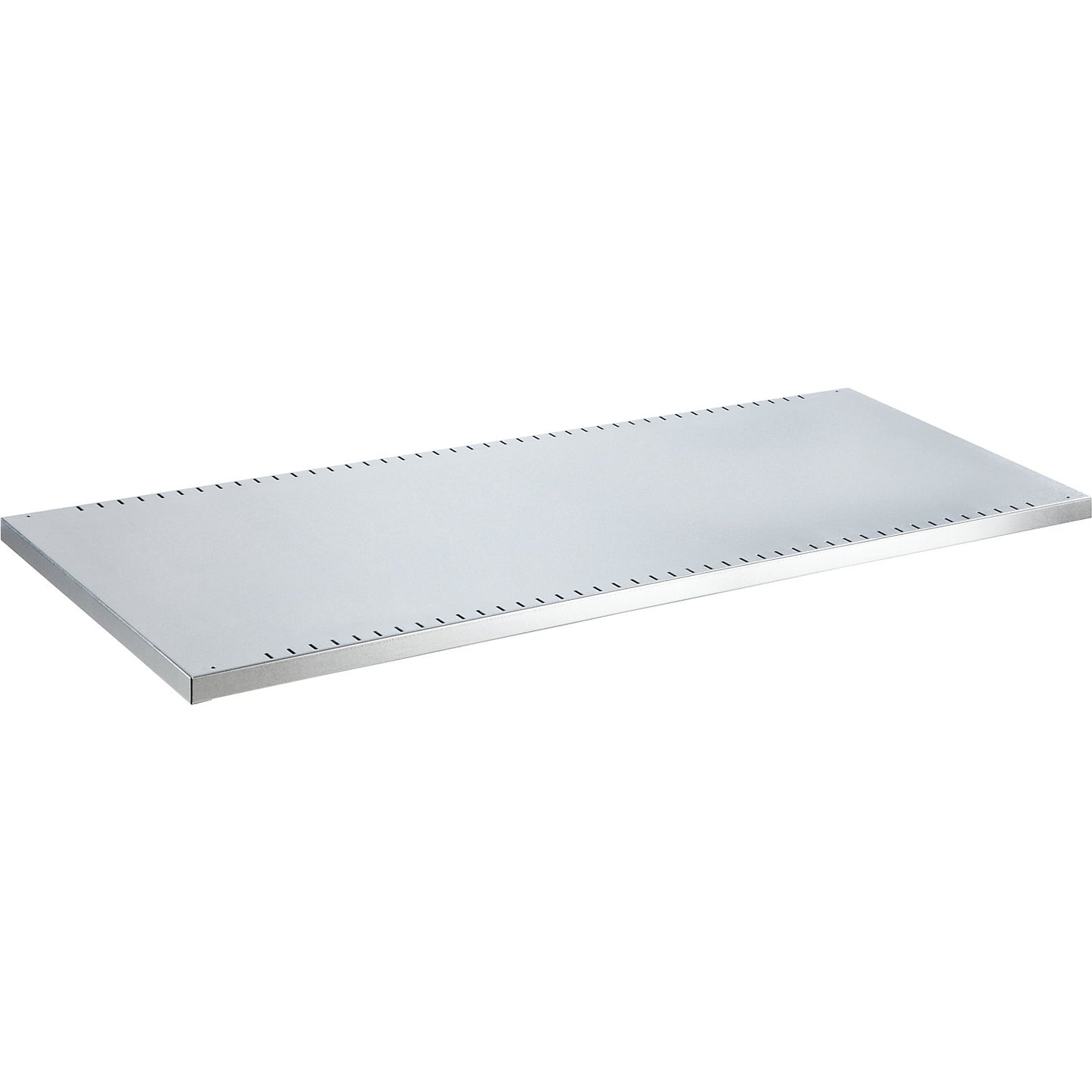 Slotted adjustable shelf for ESD double door cupboard, incl. 4 shelf supports, light grey, HxWxD 30 x 980 x 326 mm, max. load 100 kg.