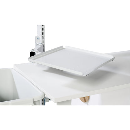 Laptop/printer shelf, swivelling, with double arm, ESD, light grey.