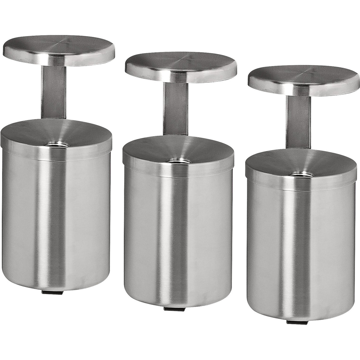 Wall-mounted ashtray with roof, stainless steel, pack of 3, capacity 6 l.