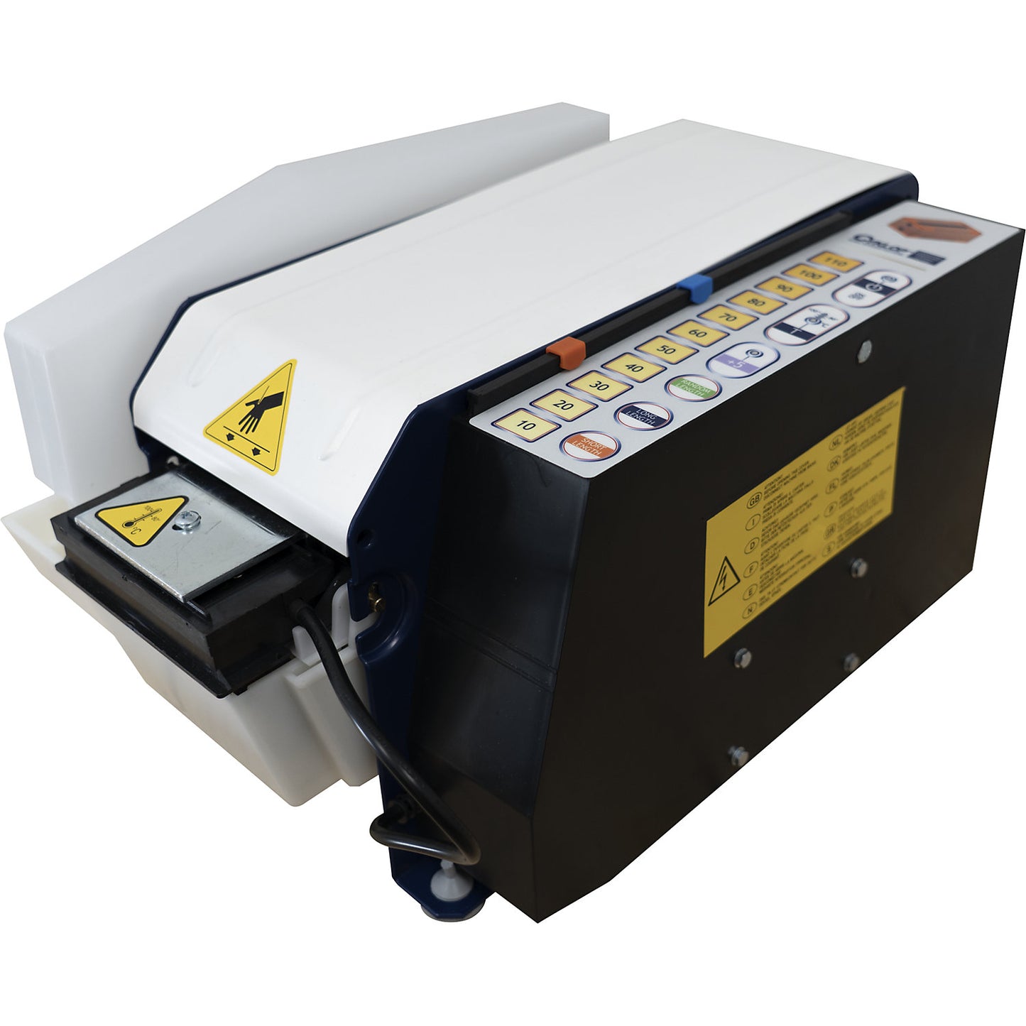 Fully automatic dispenser for gummed tapes, for tape width 20 - 100 mm, white/charcoal.