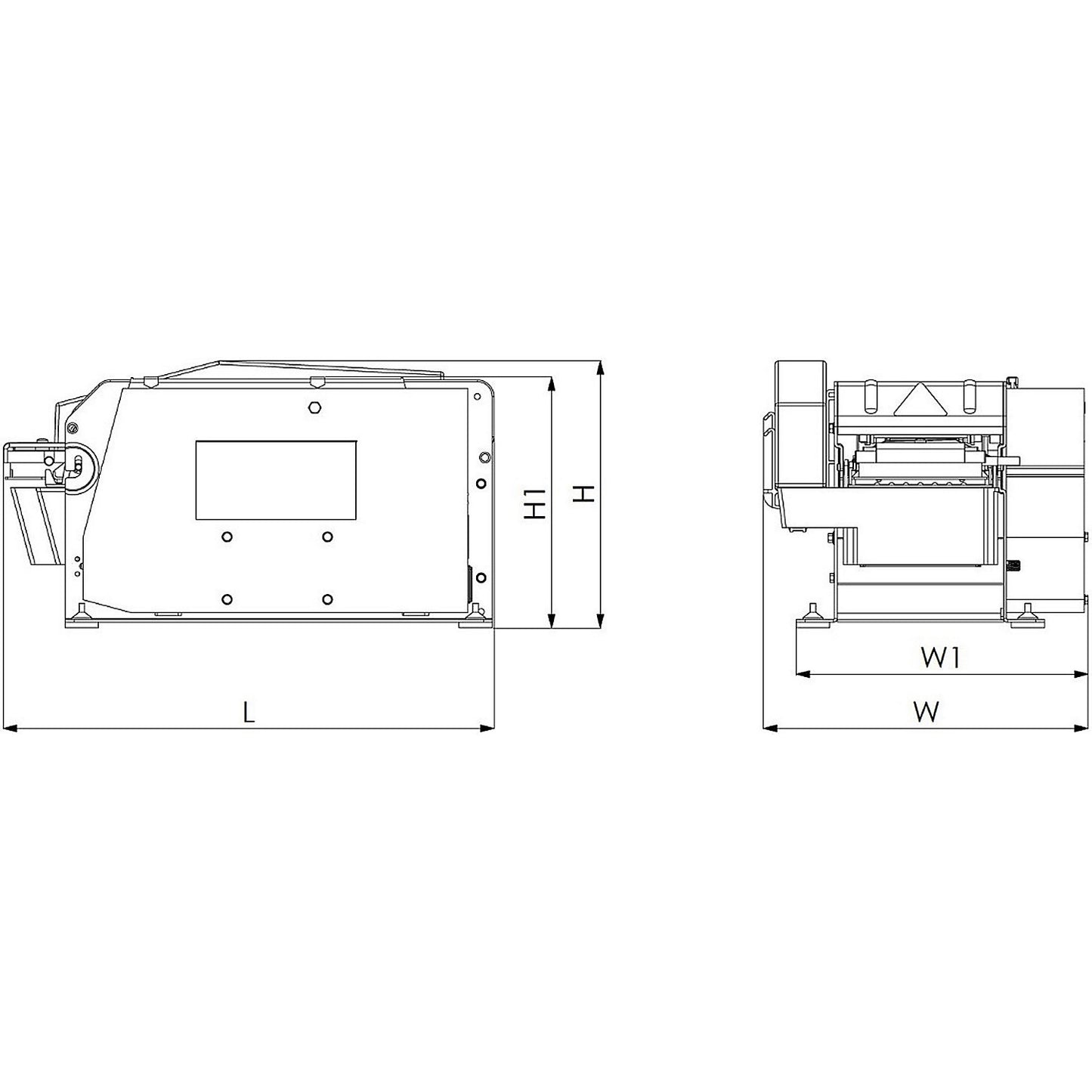 Fully automatic dispenser for gummed tapes, for tape width 20 - 100 mm, white/charcoal.