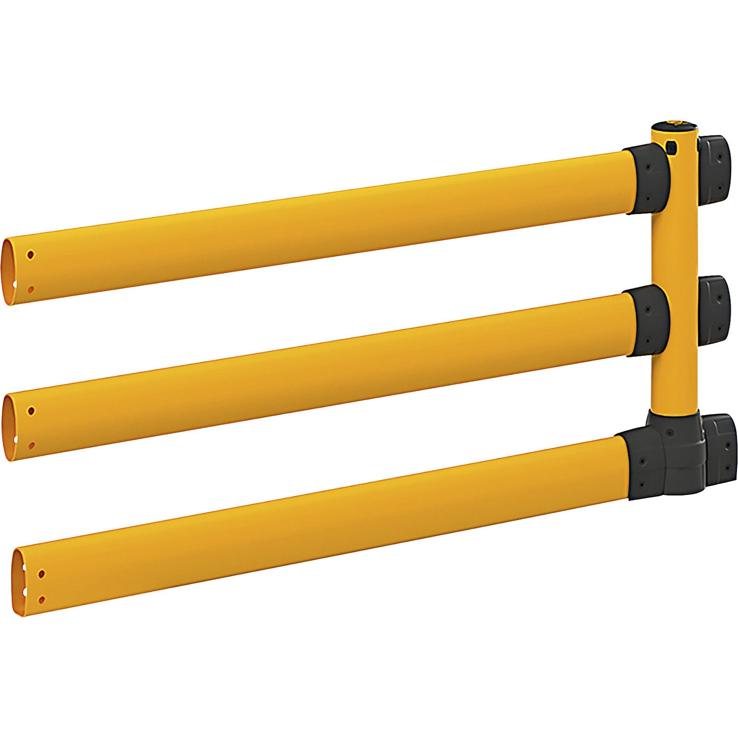 L-Line crash protection railing with forklift guard, LxWxH 2438 x 205 x 1170 mm, middle extension.