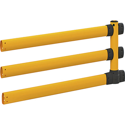 L-Line crash protection railing with forklift guard, LxWxH 2438 x 205 x 1170 mm, middle extension.