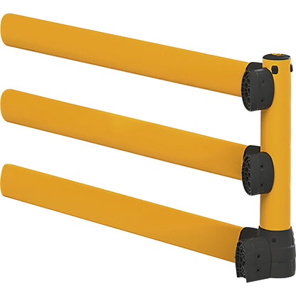 L-Line crash protection railing with forklift guard, LxWxH 2438 x 205 x 1170 mm, corner extension.