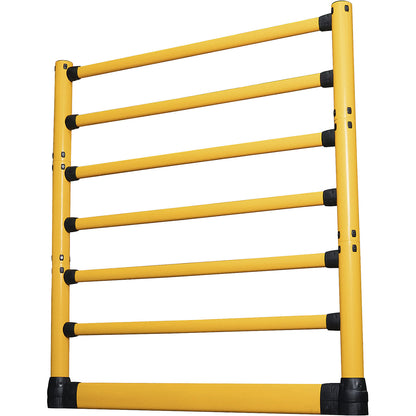 H-Line crash protection railing with forklift guard, LxWxH 2438 x 205 x 2870 mm, middle extension.