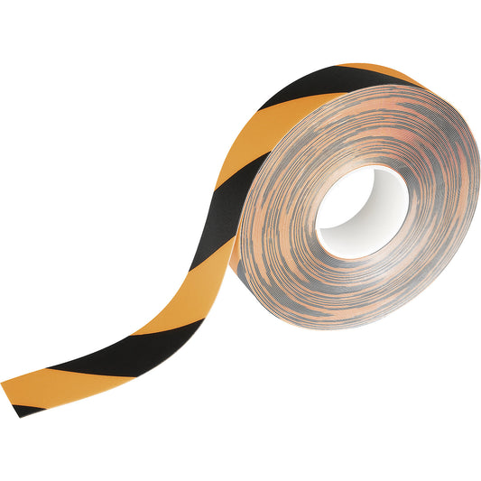 DURALINE® floor marking tape, width 50 mm, thickness 0.5 mm, yellow-black.