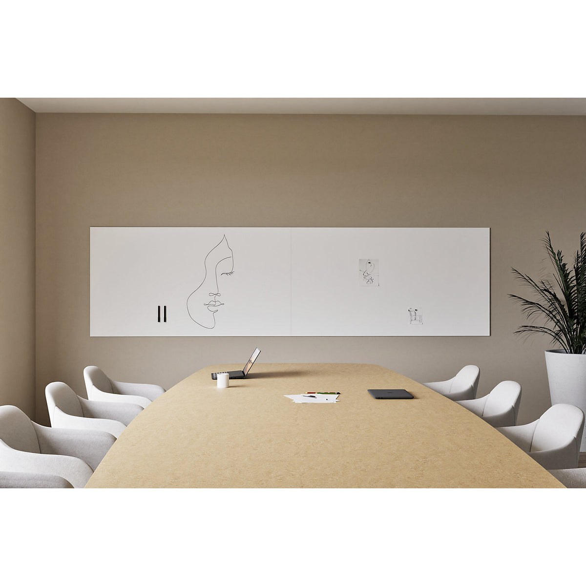 Design XXL-Whiteboard Sharp Wall, HxD 1980 x 10 mm, frameless, width 1960 mm, white.