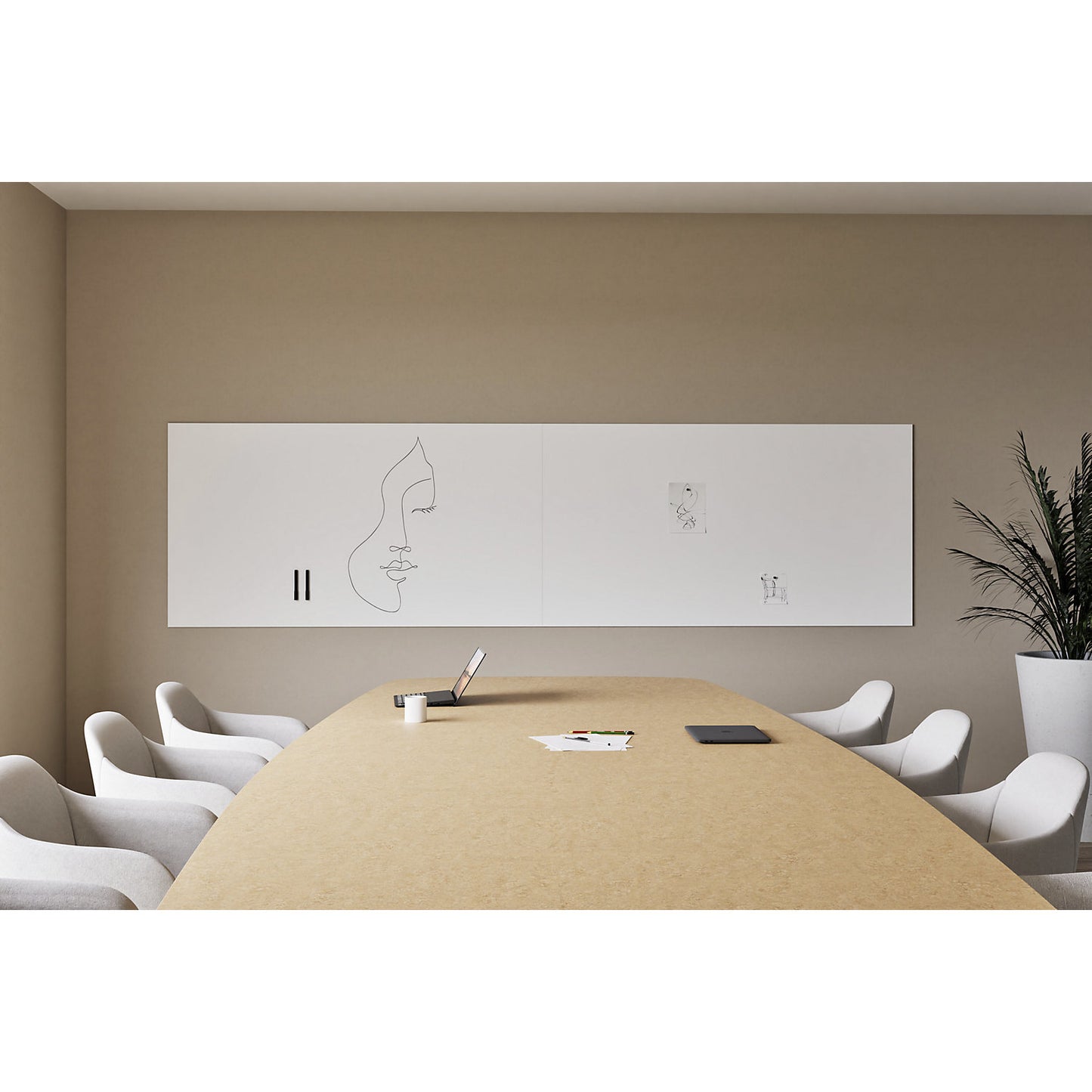 Design XXL-Whiteboard Sharp Wall, HxD 1980 x 10 mm, frameless, width 1960 mm, white.