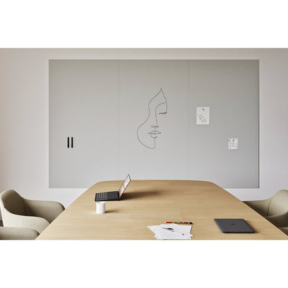 Design XXL-Whiteboard Sharp Wall, HxD 1980 x 10 mm, frameless, width 3920 mm, grey.