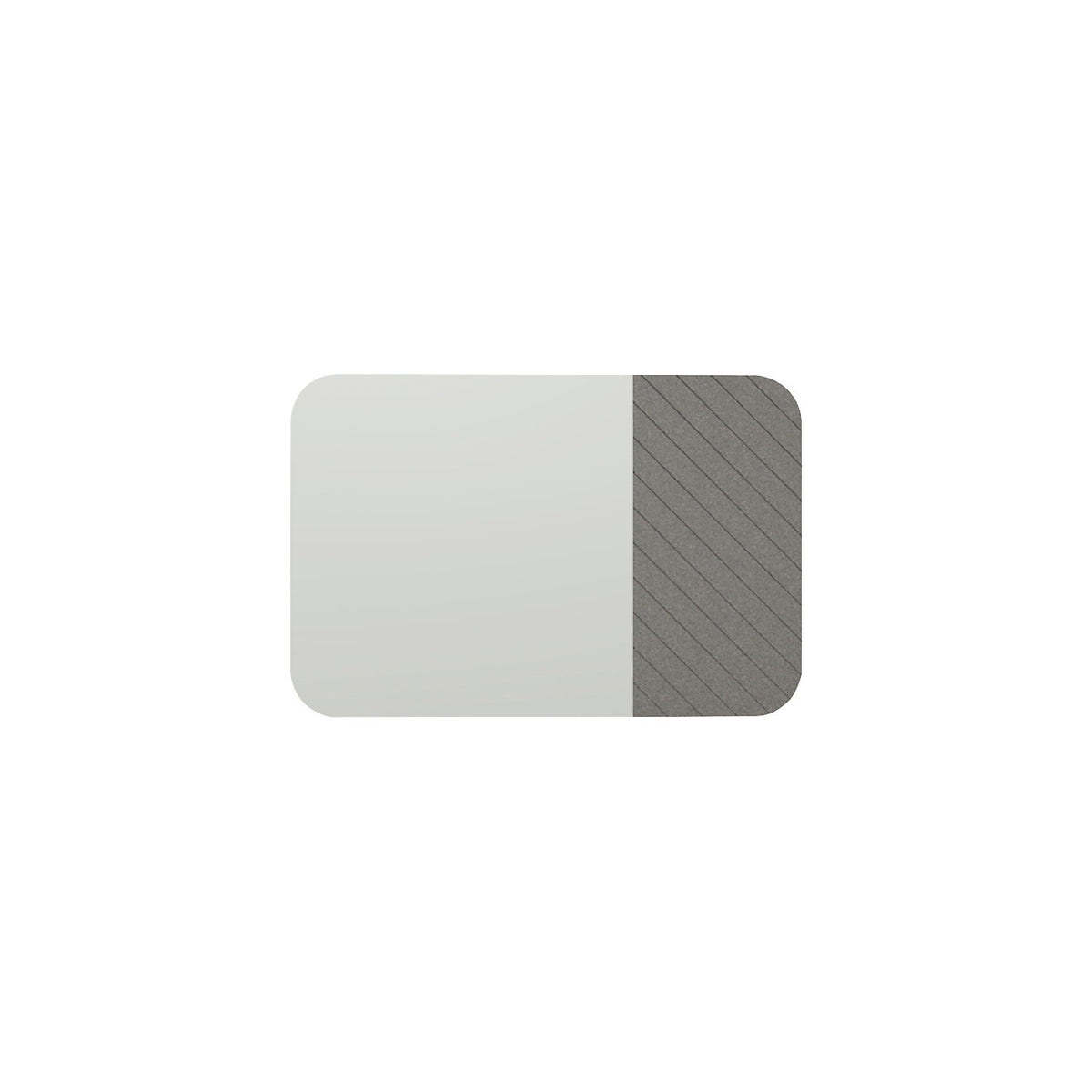 Whiteboard Curve Combi, HxD 1980 x 10 mm, frameless, width 1960 mm, grey.