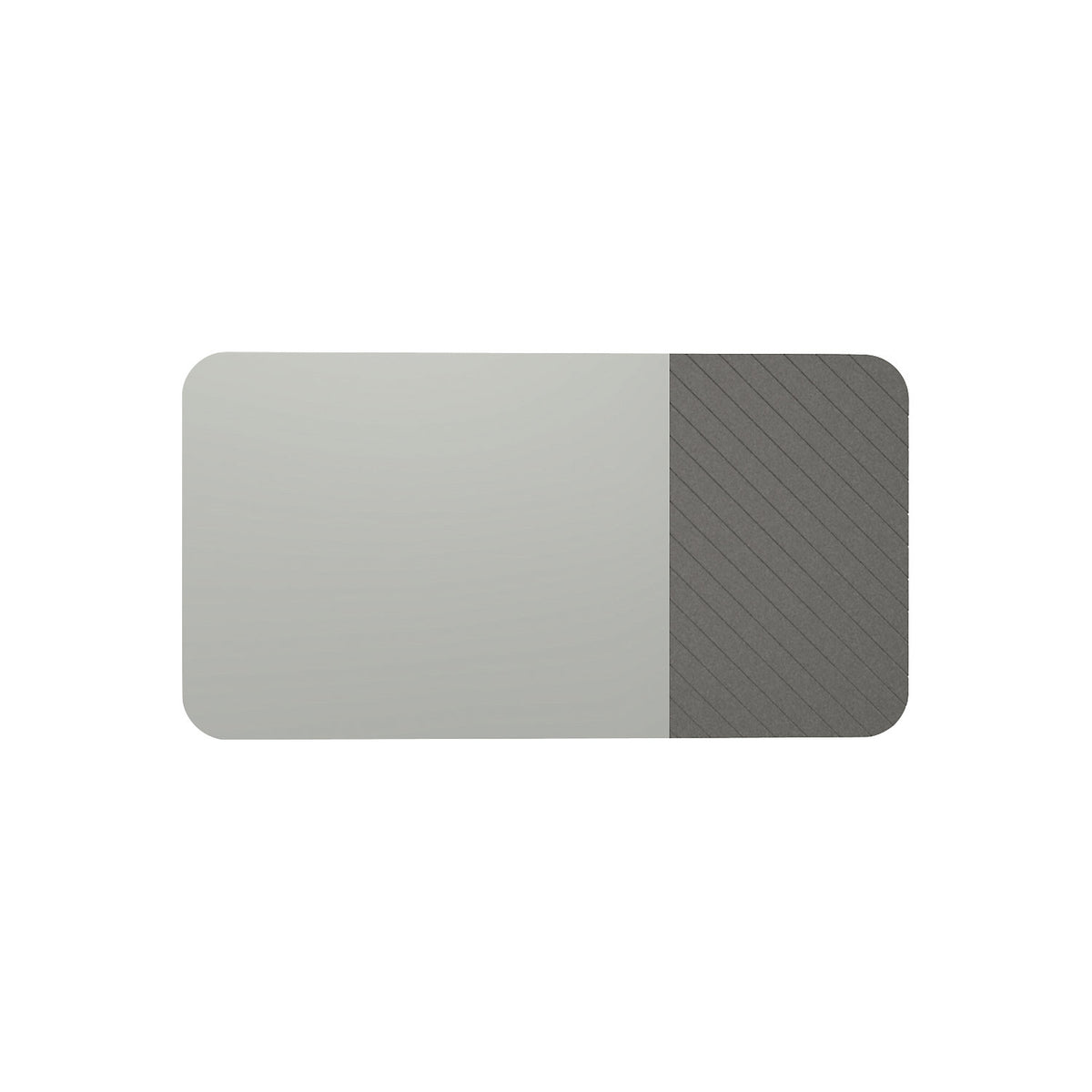 Whiteboard Curve Combi, HxD 1980 x 10 mm, frameless, width 2940 mm, grey.