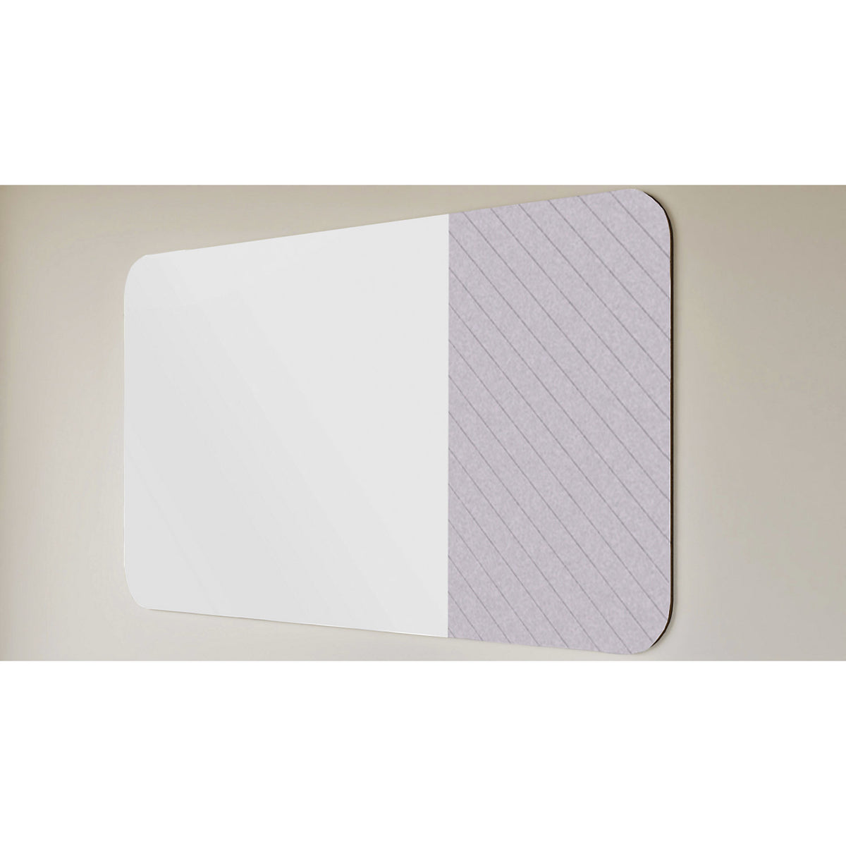 Whiteboard Curve Combi, HxD 1980 x 10 mm, frameless, width 1960 mm, white.