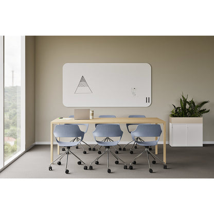 CURVE whiteboard, frameless, with rounded corners, WxH 1180 x 1180 mm, white.