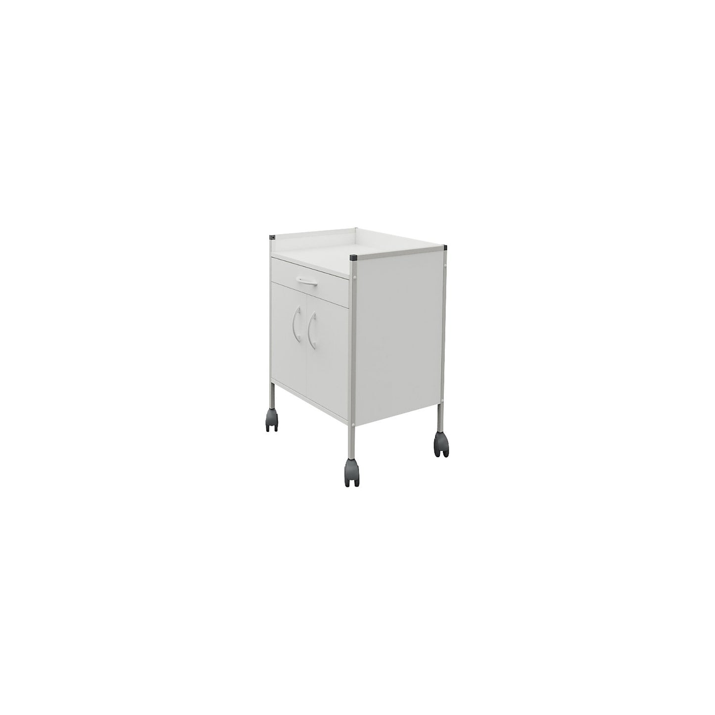 Medical trolley 08/16, 1 shelf, grey white.