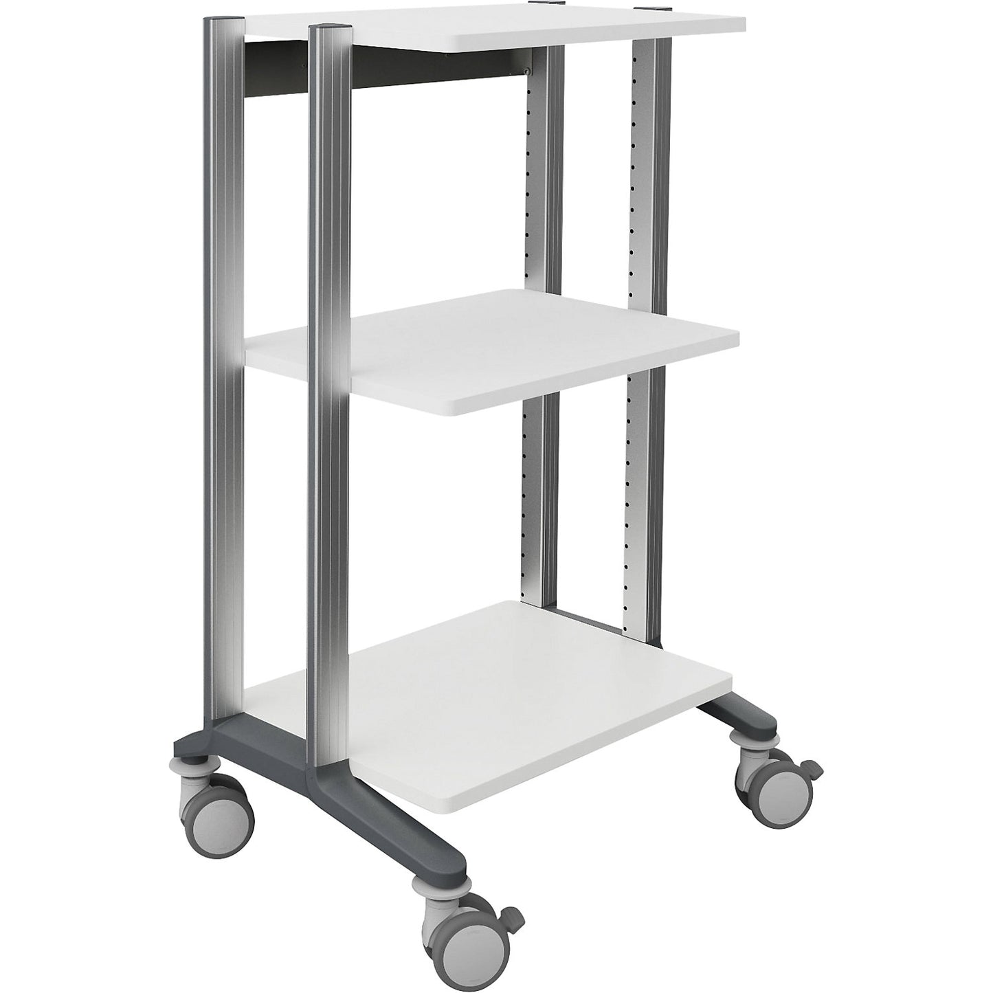 Medical equipment trolley doppio, 3 shelves, LxWxH 563 x 715 mm x 1177 mm.