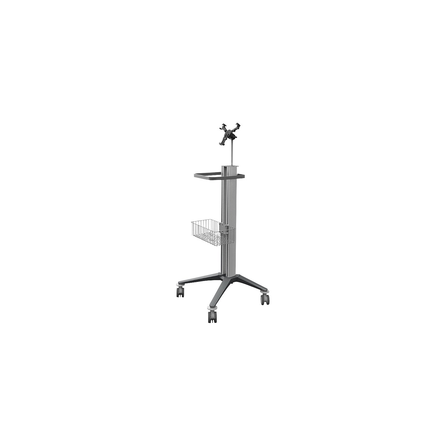 Tablet trolley bravo, 1 shelf, white aluminium.
