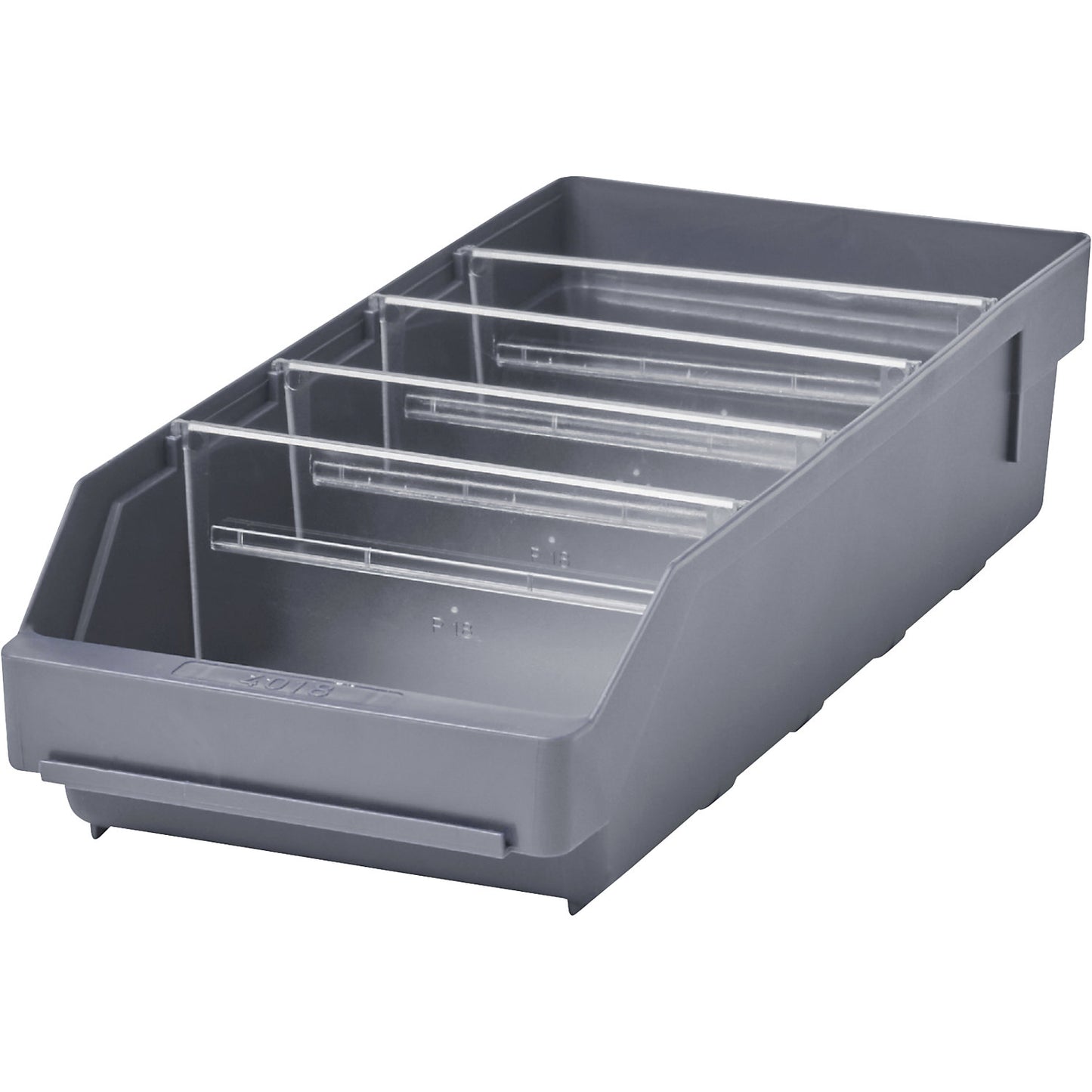 Shelf bin made of highly impact resistant polypropylene, grey, LxWxH 400 x 180 x 95 m, pack of 20.