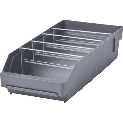 Shelf bin made of highly impact resistant polypropylene, grey, LxWxH 400 x 180 x 95 m, pack of 20.