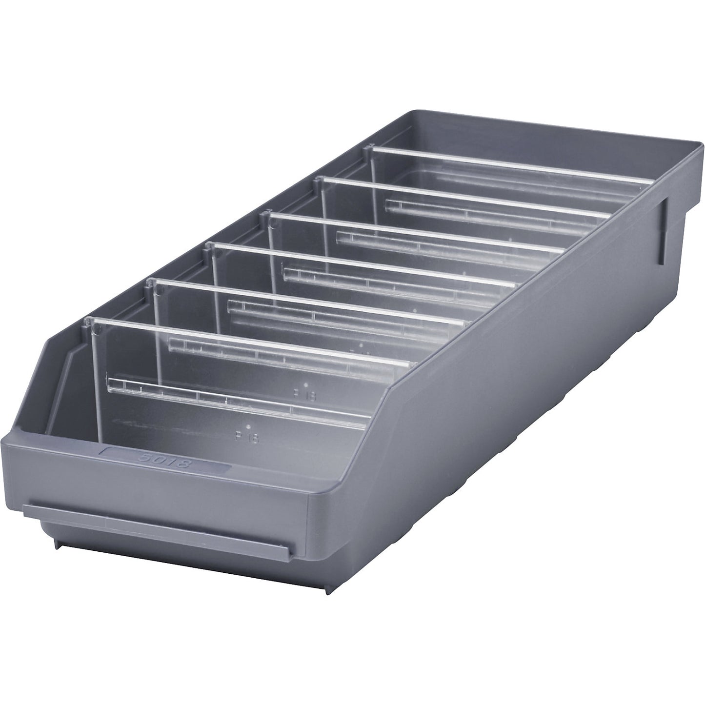 Shelf bin made of highly impact resistant polypropylene, grey, LxWxH 500 x 180 x 95 mm, pack of 20.