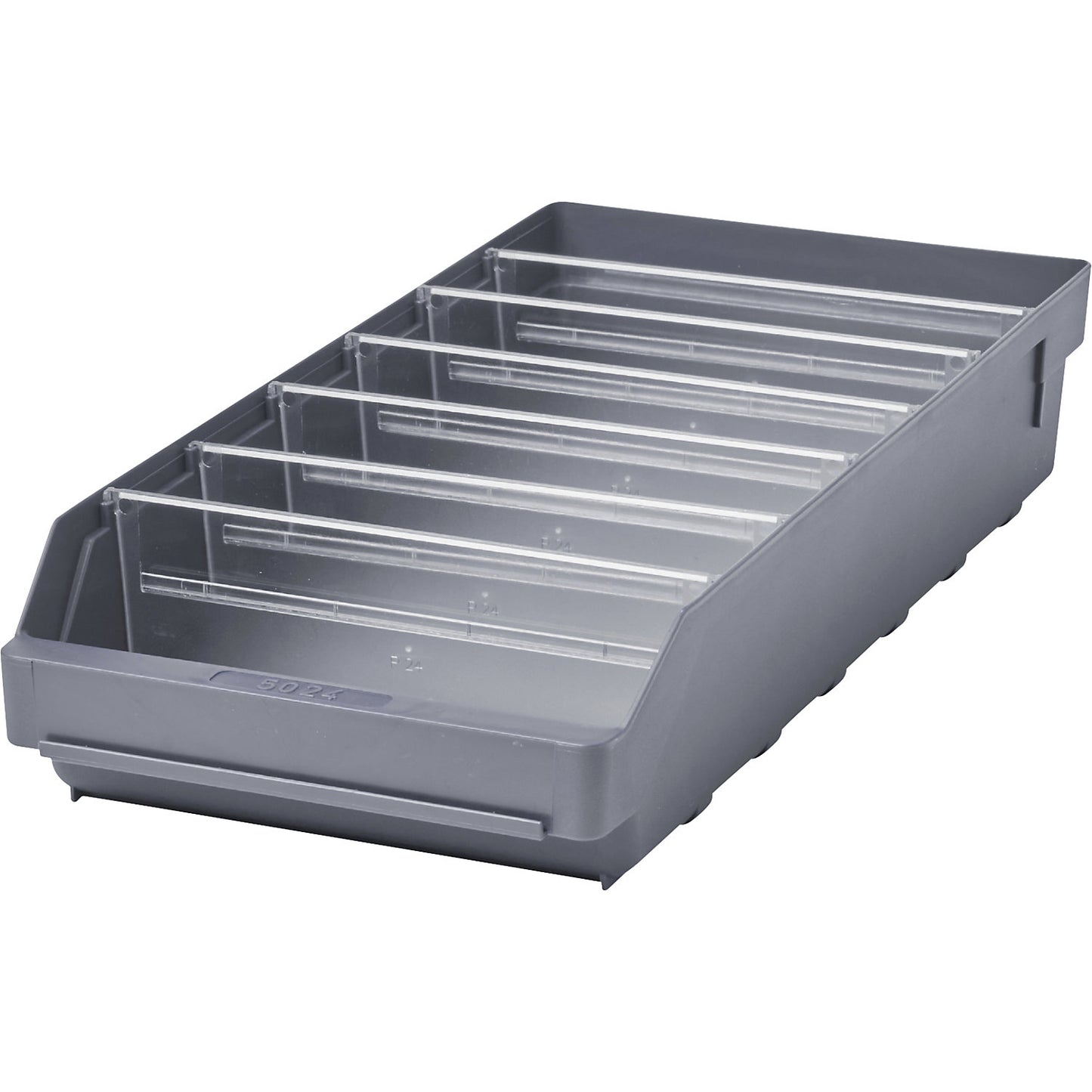 Shelf bin made of highly impact resistant polypropylene, grey, LxWxH 500 x 240 x 95 mm, pack of 15.