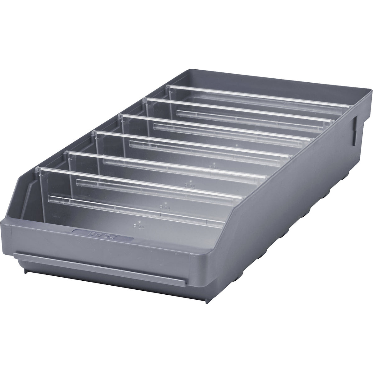 Shelf bin made of highly impact resistant polypropylene, grey, LxWxH 500 x 240 x 95 mm, pack of 15.