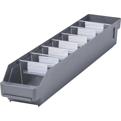 Shelf bin made of highly impact resistant polypropylene, grey, LxWxH 600 x 120 x 95 mm, pack of 30.