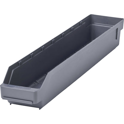 Shelf bin made of highly impact resistant polypropylene, grey, LxWxH 600 x 120 x 95 mm, pack of 30.