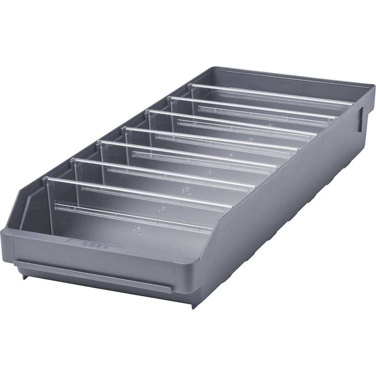 Shelf bin made of highly impact resistant polypropylene, grey, LxWxH 600 x 240 x 95 mm, pack of 15.