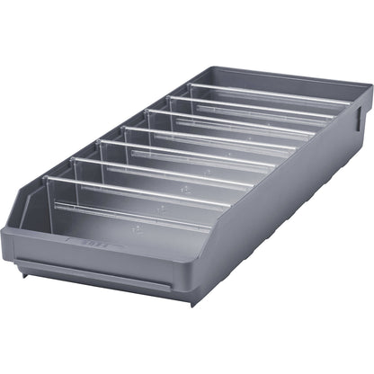 Shelf bin made of highly impact resistant polypropylene, grey, LxWxH 600 x 240 x 95 mm, pack of 15.