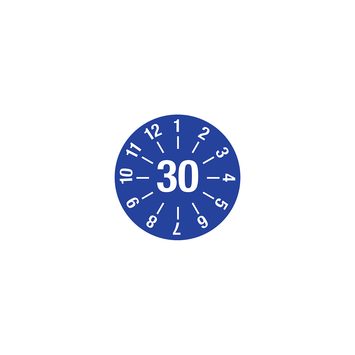 Cable test placard, annual placard, LxH 60 x 20 mm, 30, blue.