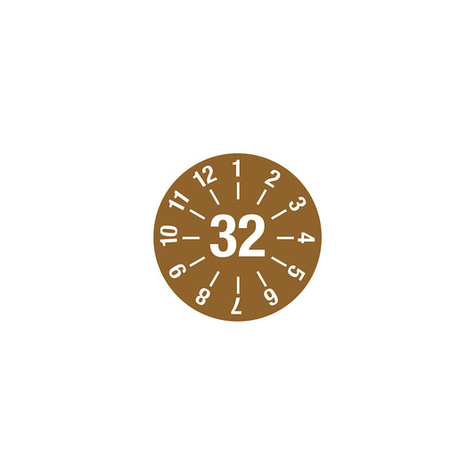 Cable test placard, annual placard, LxH 60 x 20 mm, 32, brown.