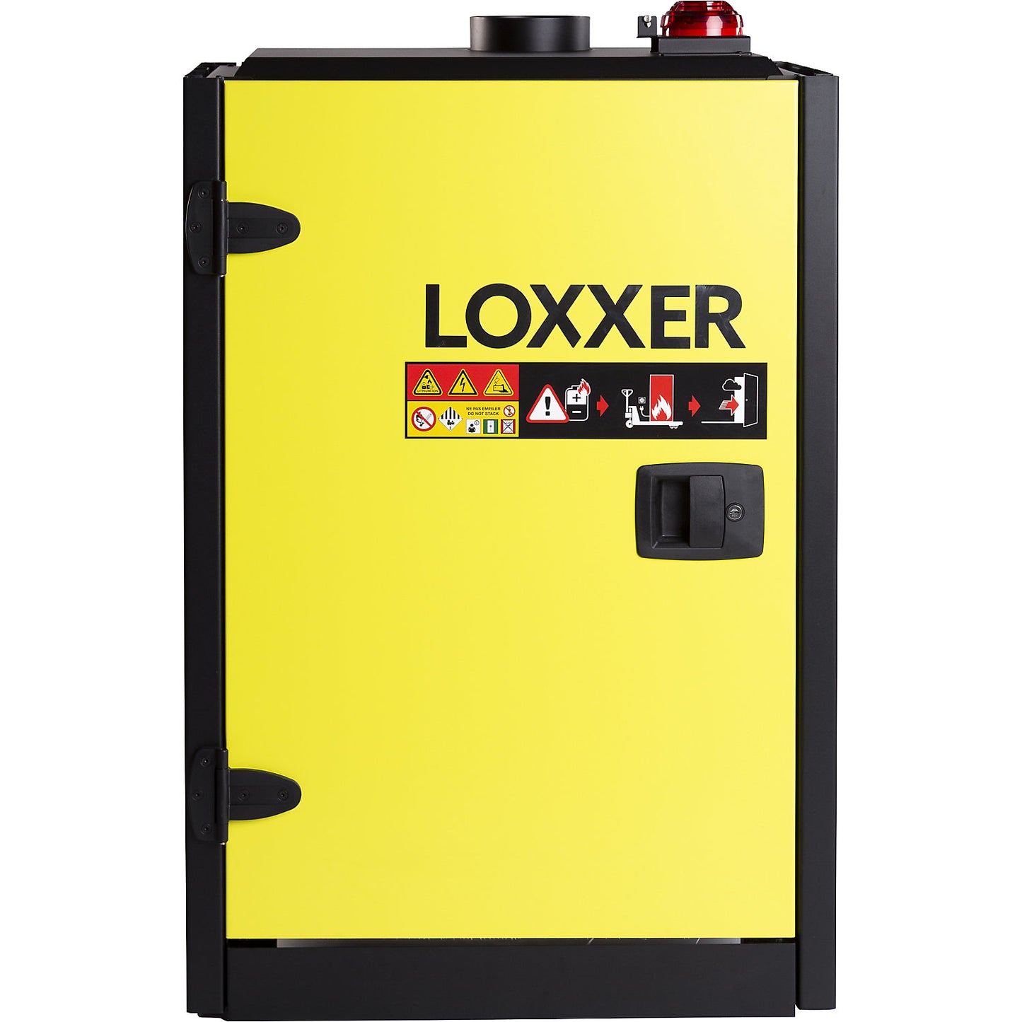 Battery charging cabinet LOXK1100 VDMA, HxWxD 760 x 1186 x 585 mm, 1 x 8-compartment trailing socket.