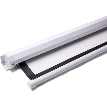 Roller projection screen, polyester / PVC-coated, matt white, image surface WxH 2400 x 1350 mm.