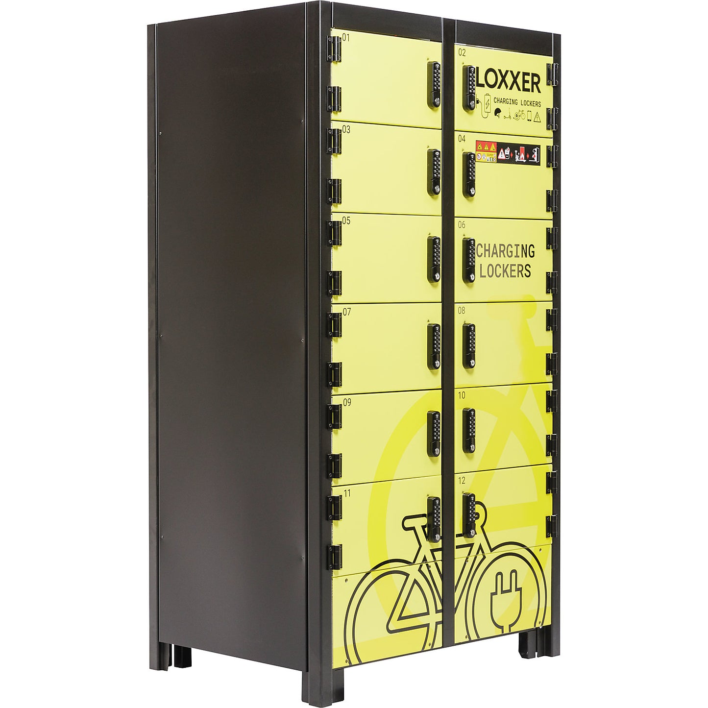 Battery charging cabinet LOX12, HxWxD 2015 x 1042 x 765 mm, 12 shelves.