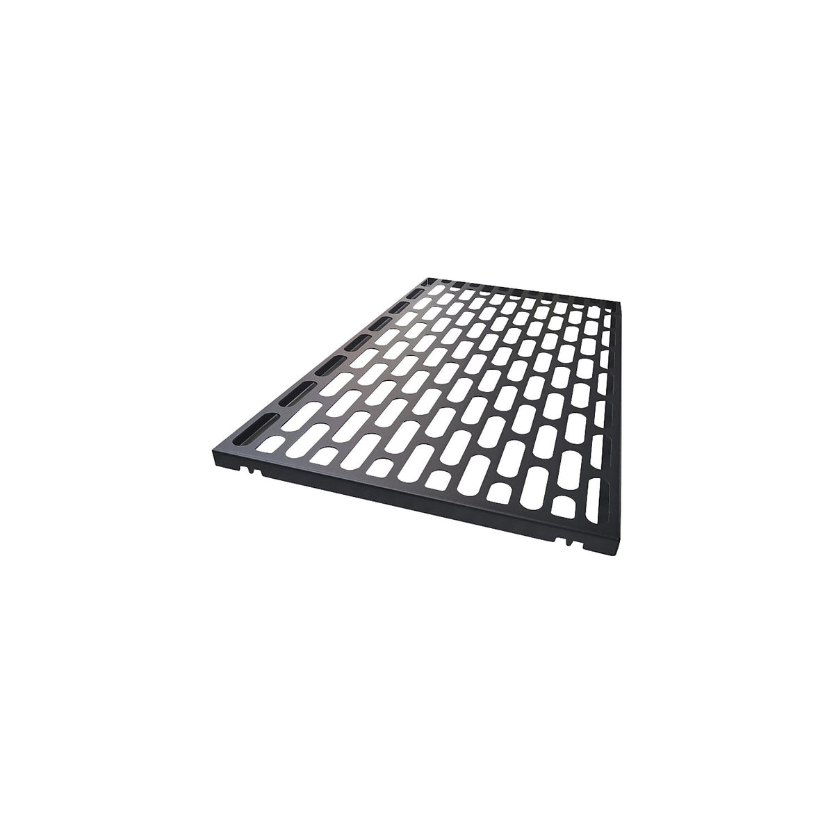 Shelf for battery cabinet, perforated, black, LxD 1030 x 570 mm.