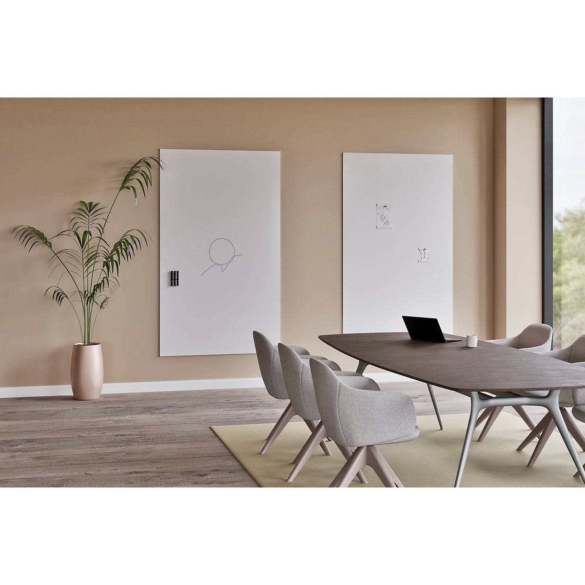 SHARP whiteboard, frameless, with straight corners, WxH 1180 x 880 mm, white.