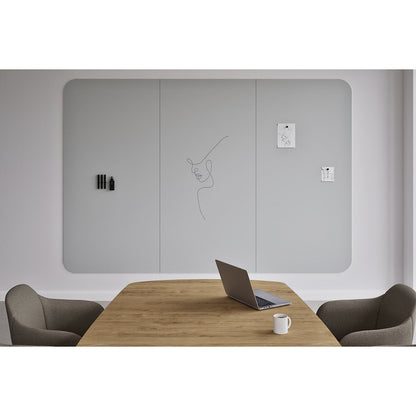 Design XXL whiteboard VisuWall Curve, sheet steel, enamel, WxH 2940 x 1980 mm, grey.