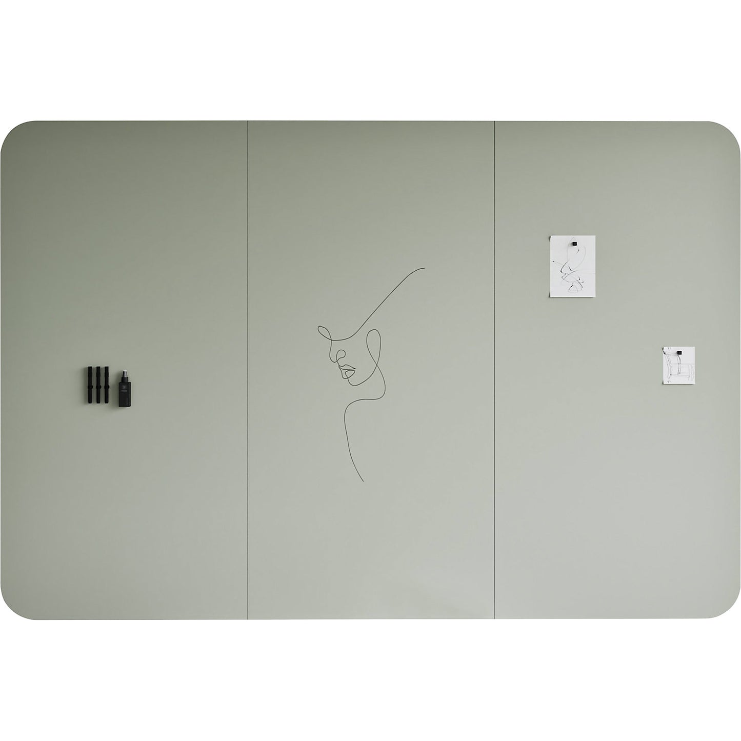 Design XXL whiteboard VisuWall Curve, sheet steel, enamel, WxH 3920 x 1980 mm, green.