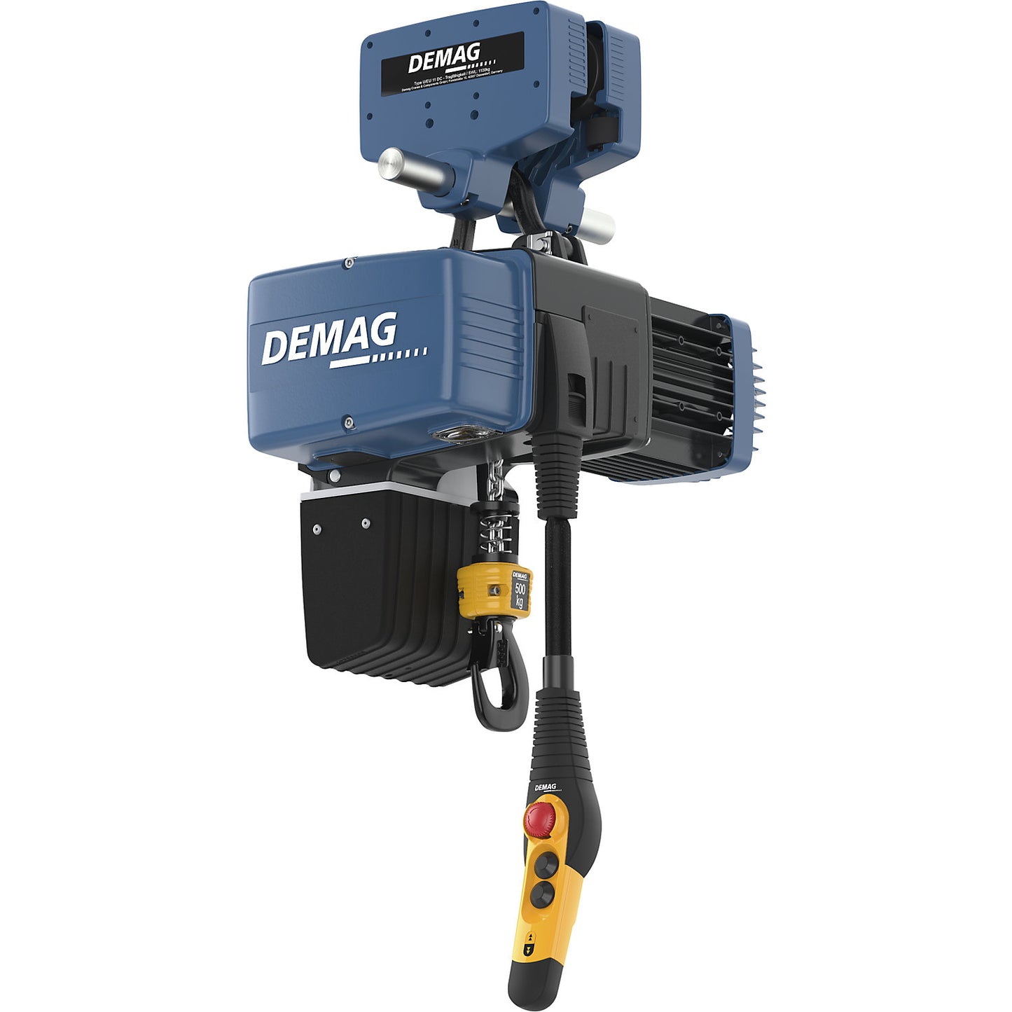 Electric chain hoist DC-ComA II, with manual drive dolly, max. load 250 kg.